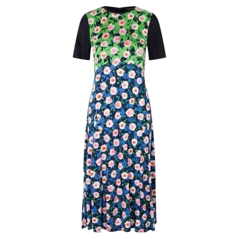 Stine Goya Scout Floral Print Bodycon Short Sleeve A-Line Midi Dress Small NEW - Picture 7 of 10